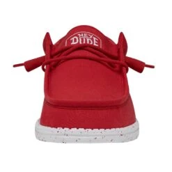Wally Slub Canvas - Red -Heydude Shop 40009 610 WALLYSLUBCANVAS RED LEFTFRONT