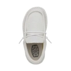 Wally Toddler Slub Canvas - White -Heydude Shop 40029 100 WALLYTODDLERSLUBCANVAS WHITE LEFTTOP