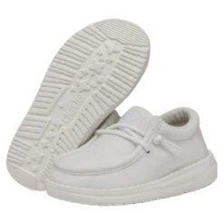 Wally Toddler Slub Canvas - White -Heydude Shop 40029 100 WALLYTODDLERSLUBCANVAS WHITE PAIRBOTTOM