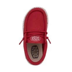 Wally Toddler Slub Canvas - Red -Heydude Shop 40029 610 WALLYTODDLERSLUBCANVAS RED LEFTTOP