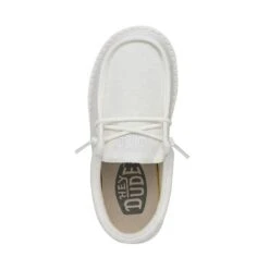 Wally Youth Slub Canvas - White 13 Wally Youth Slub Canvas - White -Heydude Shop 40044 100 WALLYYOUTHSLUBCANVAS WHITE LEFTTOP