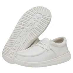 Wally Youth Slub Canvas - White 10 Wally Youth Slub Canvas - White -Heydude Shop 40044 100 WALLYYOUTHSLUBCANVAS WHITE PAIRBOTTOM