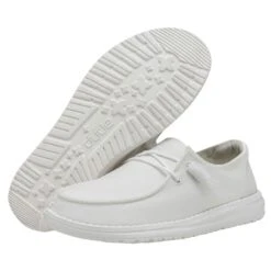 Wendy Slub Canvas - White -Heydude Shop 40063 100 WENDY SLUB CANVAS WHITE LEFT 3