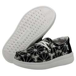 Wendy Youth Rise Eyelet - Black -Heydude Shop 40108 001 WENDY YOUTH RISE EYELET BLACK LEFT 3