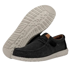 Wally Washed Canvas - Black -Heydude Shop FW23 M 40296 001 WALLY WASHED CANVAS BLACK LEFT PAIROUTSOLE