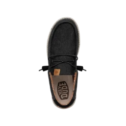 Wally Washed Canvas - Black -Heydude Shop FW23 M 40296 001 WALLY WASHED CANVAS BLACK LEFT TOP