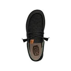 Wally Washed Canvas - Black/Black 13 Wally Washed Canvas - Black/Black -Heydude Shop FW23 M 40296 060 WALLY WASHED CANVAS BLACK BLACK LEFT TOP